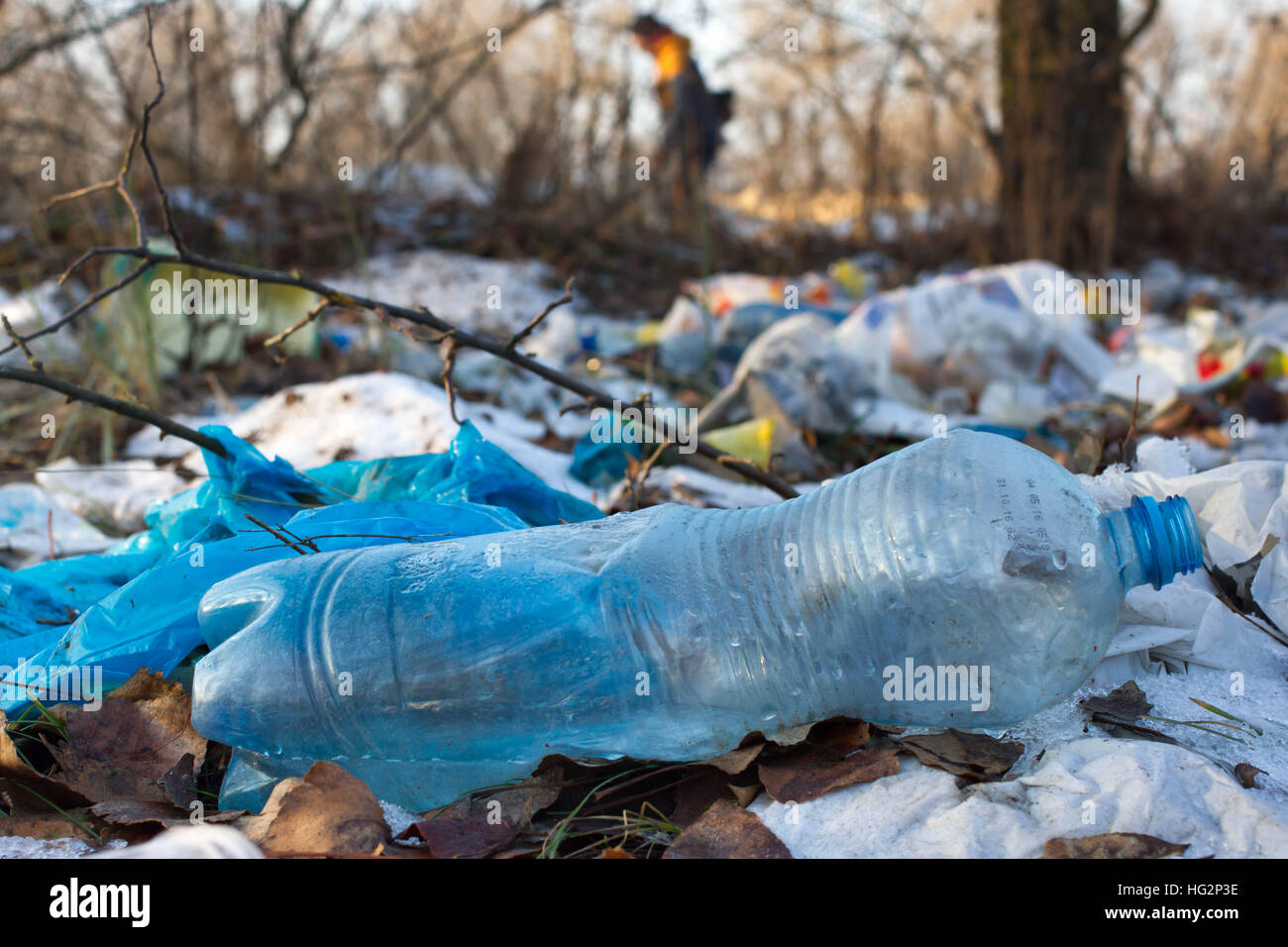 Pile of plastic bags and other refined petroleum products dumped in