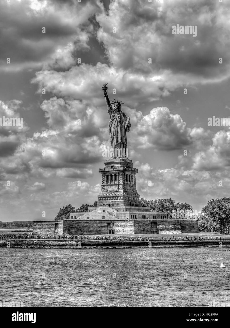 Statue of Liberty sculpture on Liberty Island in New York Harbor in New York City Stock Photo