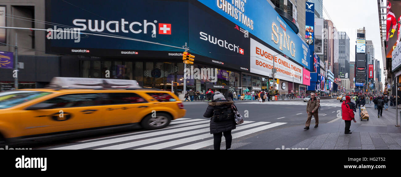 Pedestrian crossing on Times Square, New York. Stock Photo