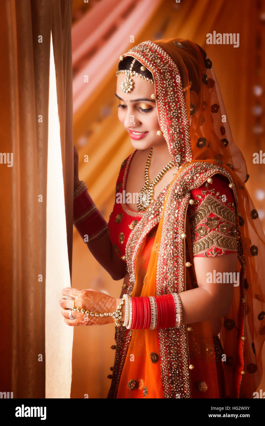 beautiful bride ,   indian Bride Stock Photo