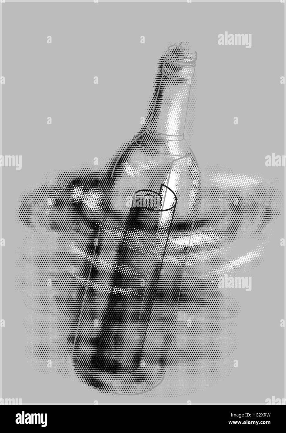 letter in a bottle. Bottle with a message in water Stock Vector Image