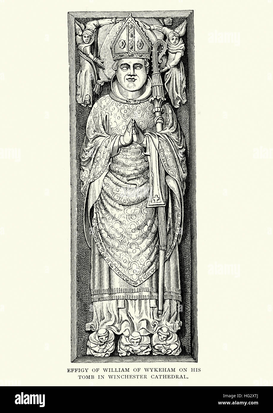 Effigy og William of Wykeham  Bishop of Winchester and Chancellor of England. Stock Photo