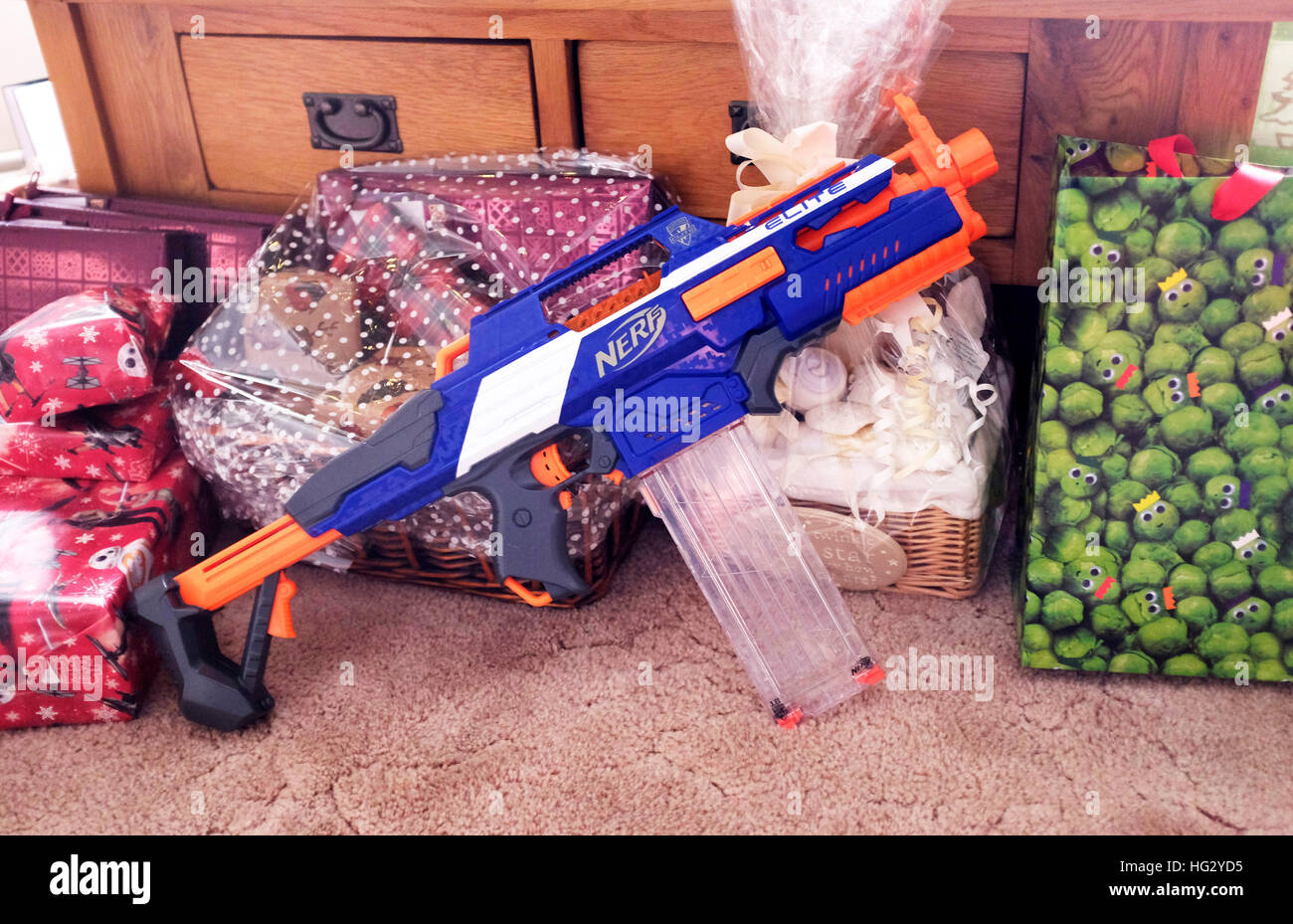 A Nerf gun one of the most popular toys for Christmas 2016 in the UK Stock Photo