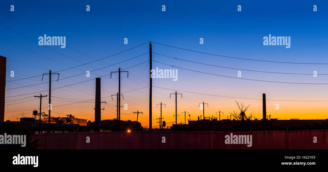 Urban City Sunrise Panoramic, Philadelphia, USA Stock Photo