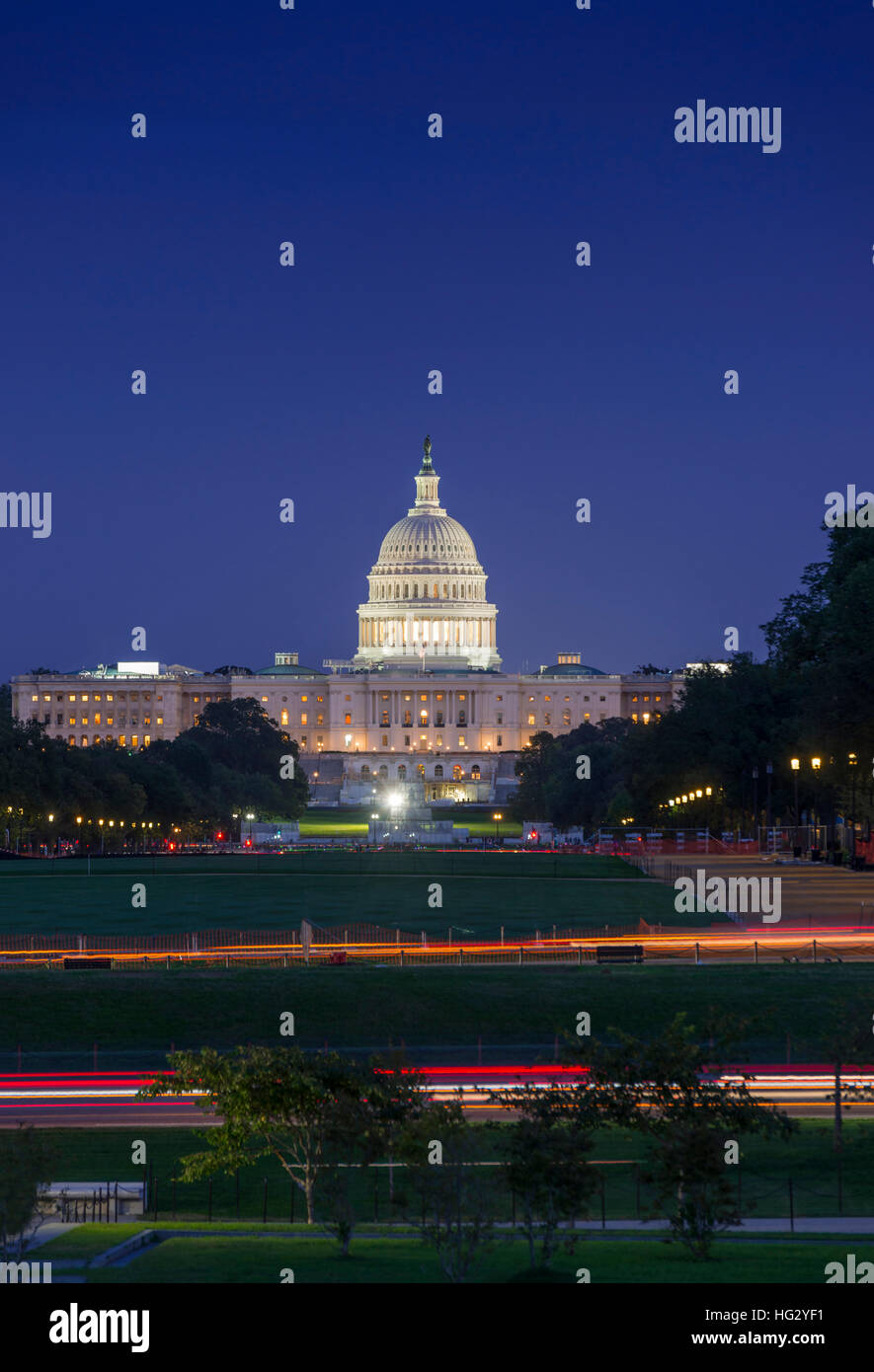 US Capitol At Night, Washington DC, USA Stock Photo