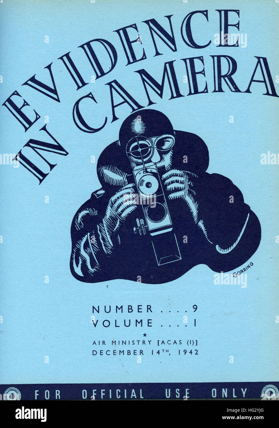 EVIDENCE IN CAMERA  Second World War aerial reconnaissance magazine published by the British Air Ministry with a variety of  cover designs. Aimed at a small pool of mainly RAF pilots and crew readers were subject t to the Official Secrets Act. Stock Photo
