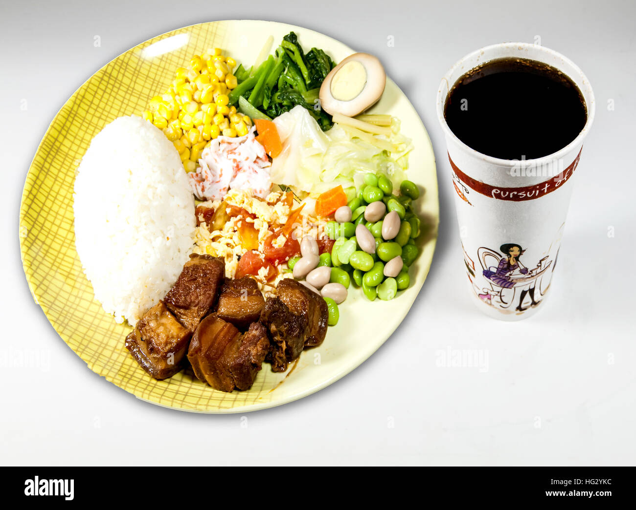 Taiwan food -braised pork rice set Stock Photo