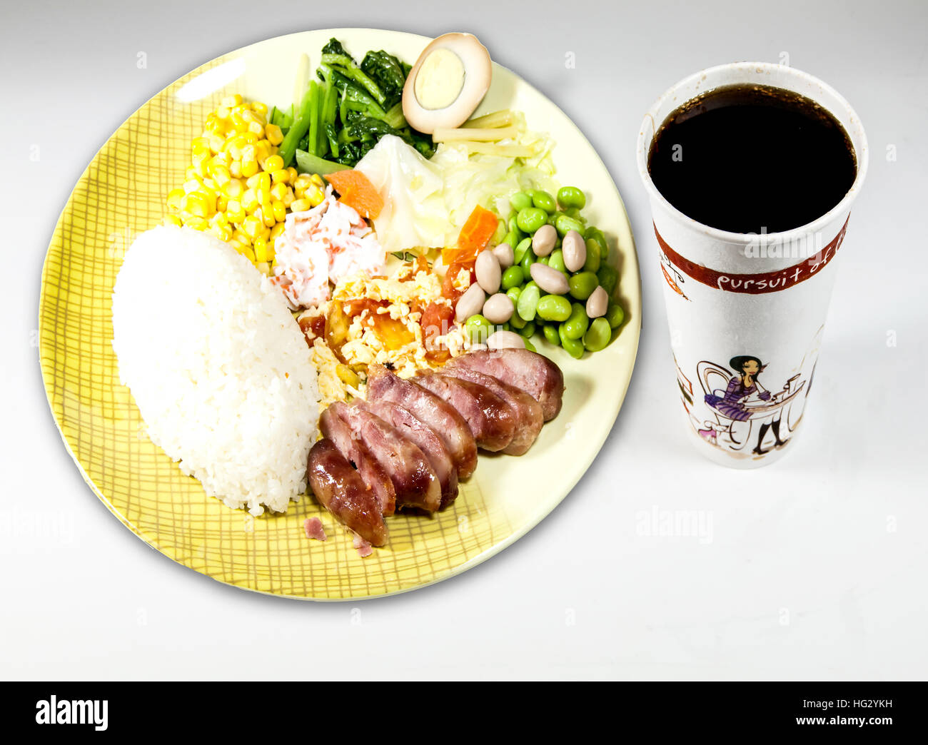 Taiwan food - sausage rice set Stock Photo