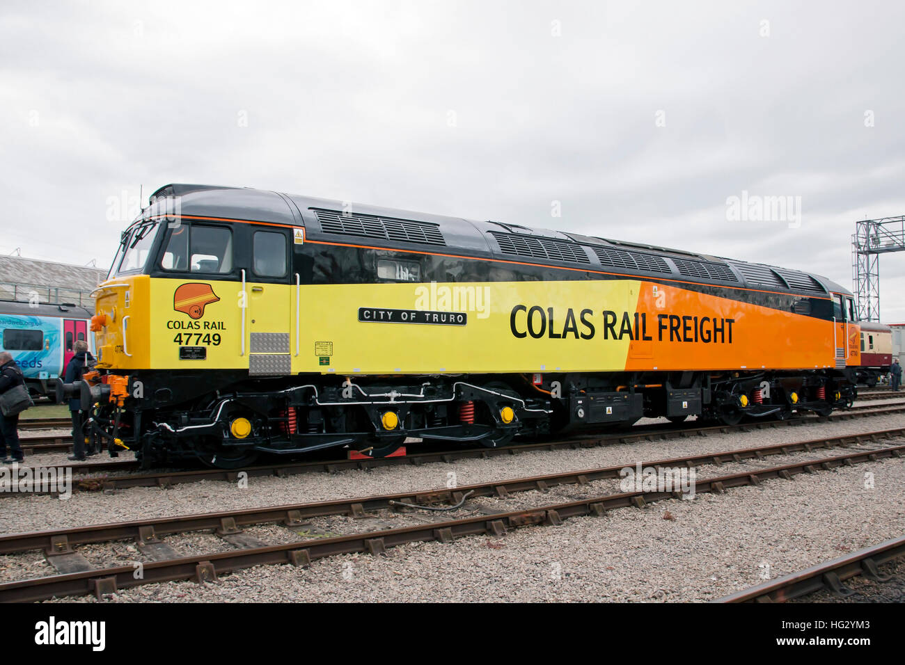 Class 47 47749 of Colas Rail at First Great Western St Phillips Marsh Depot, Bristol, England Open Day 02/05/2016. Stock Photo