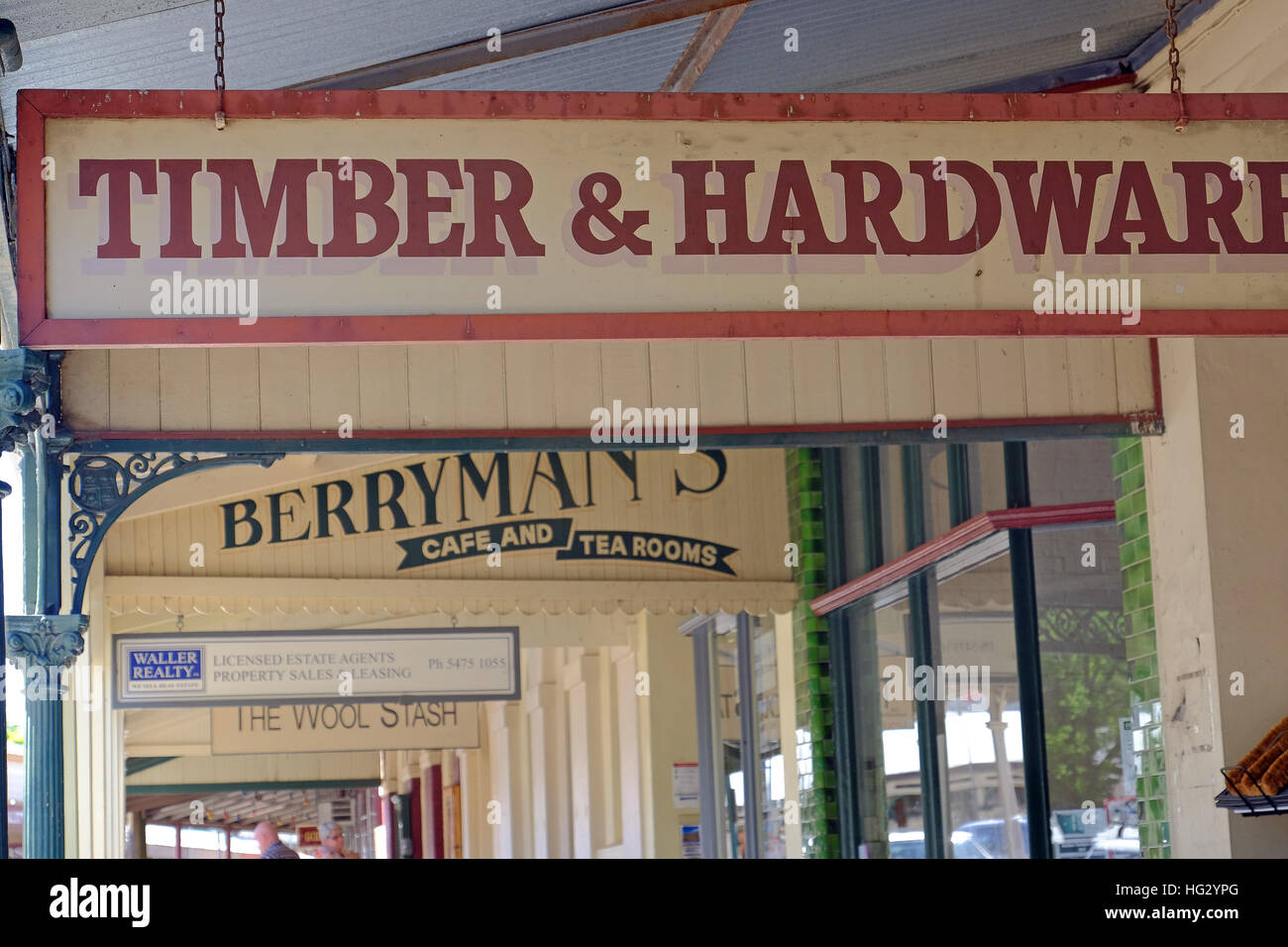 Hanging Shop Signs In Maldon A Historic Town In Victoria S Stock