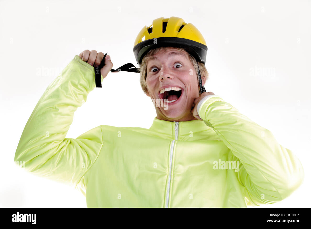 yellow helmet bike