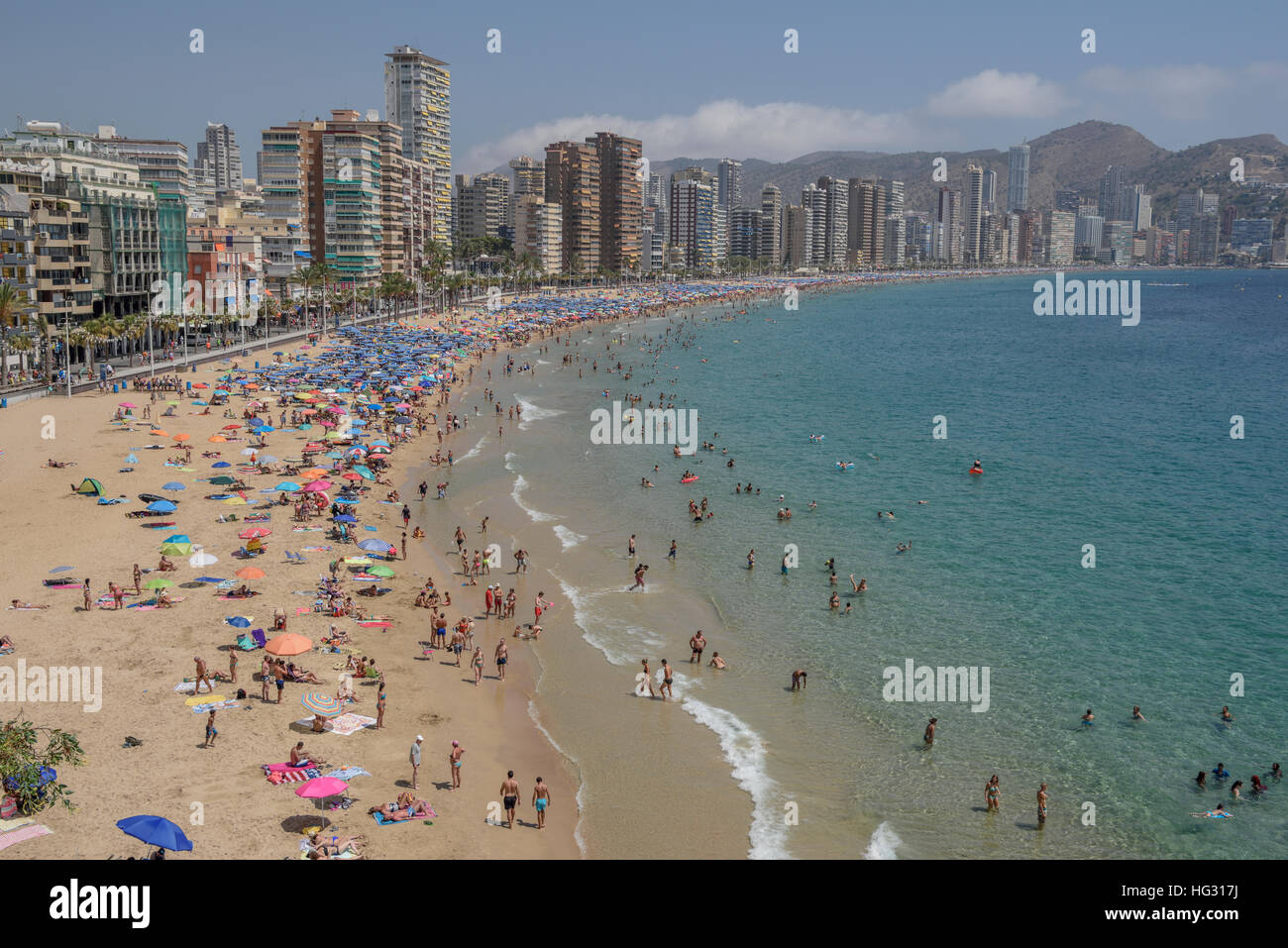 Tourists At Playa De Levante Benidorm Alicante Costa Blanca