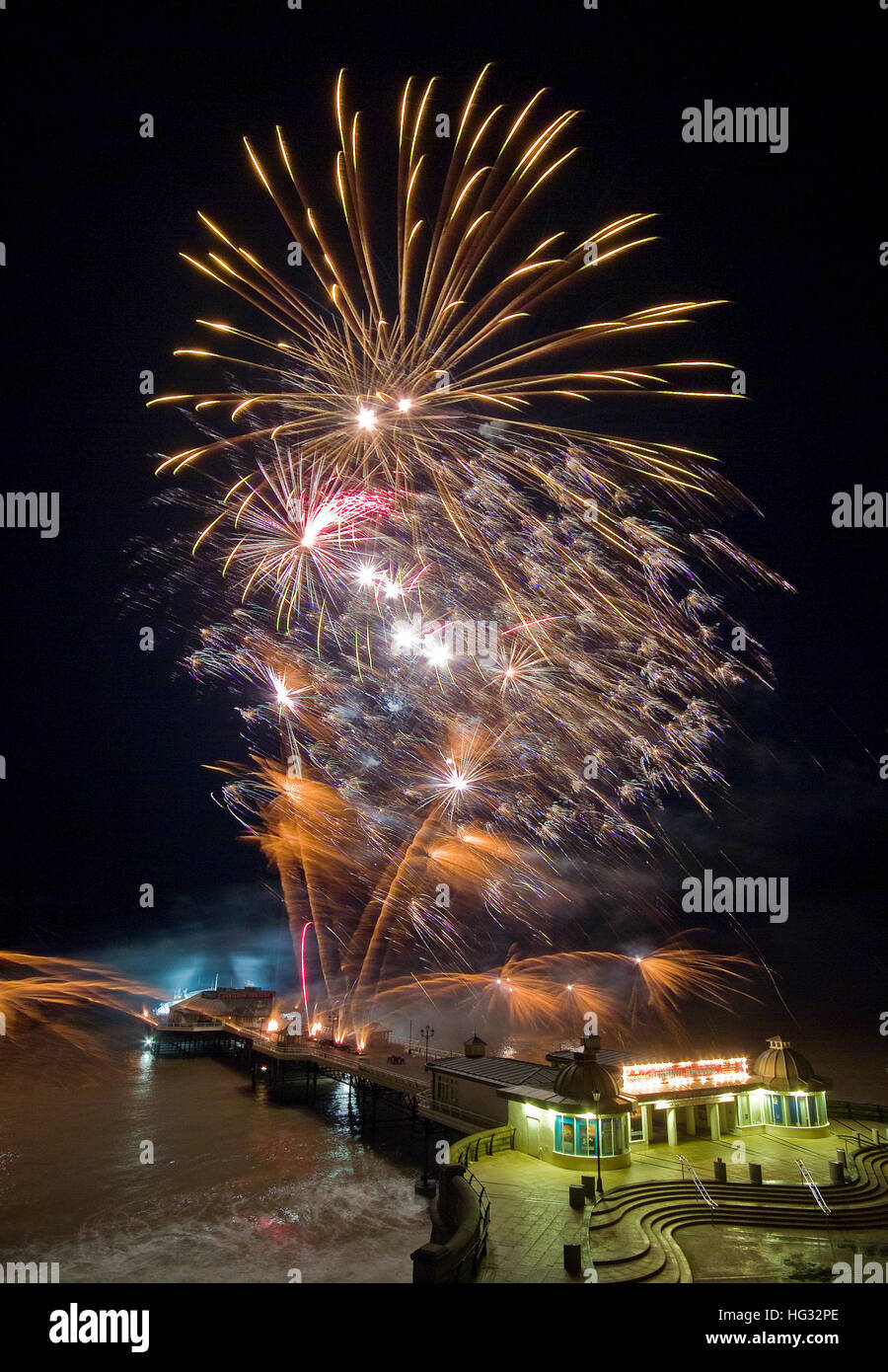 New Year's Day fireworks at Cromer, Norfolk, England UK Stock Photo Alamy