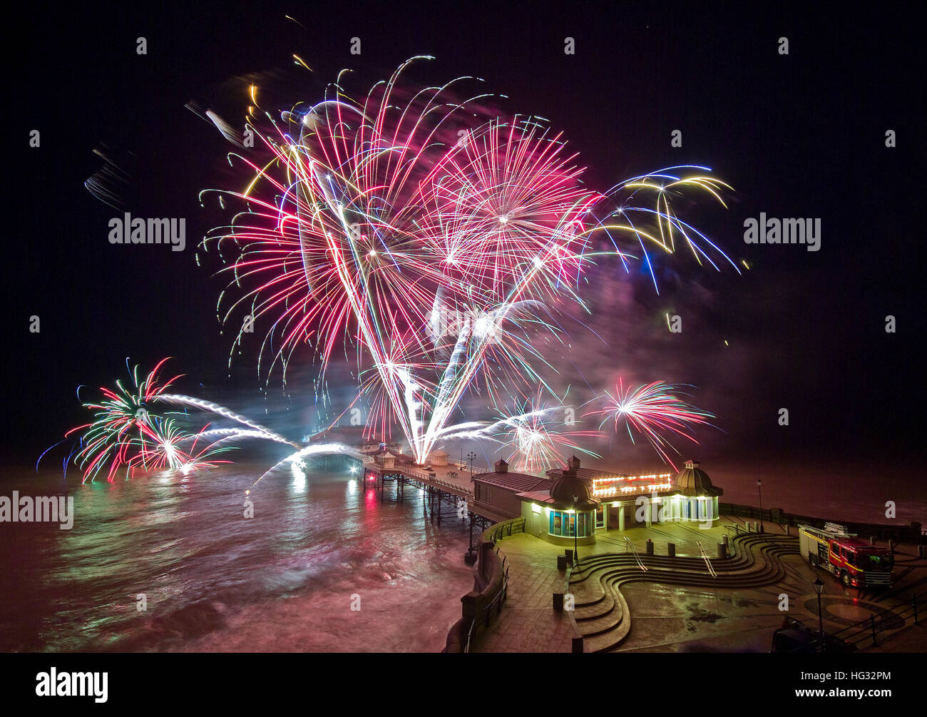 New Year's Day fireworks at Cromer, Norfolk, England UK Stock Photo Alamy