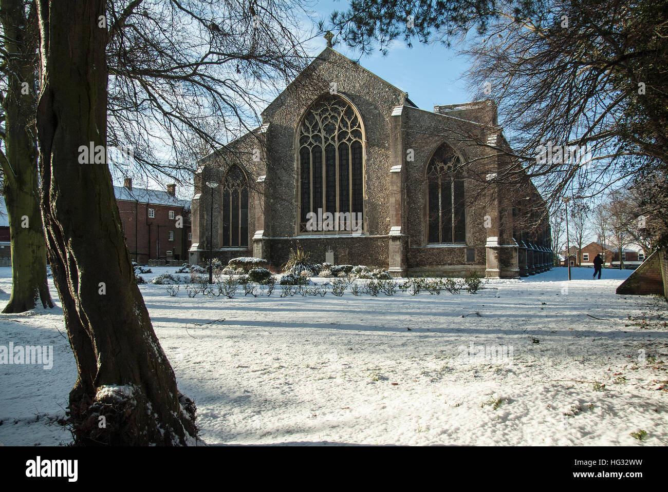 East end of St.Nicholas Church, North Walsham, Norfolk UK in winter