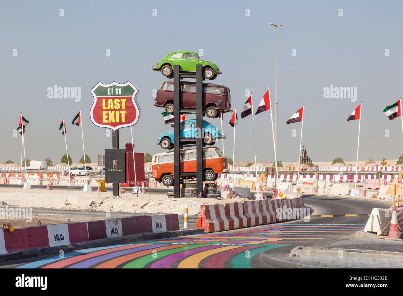 Last Exit food trucks in Dubai, United Arab Emirates Stock Photo