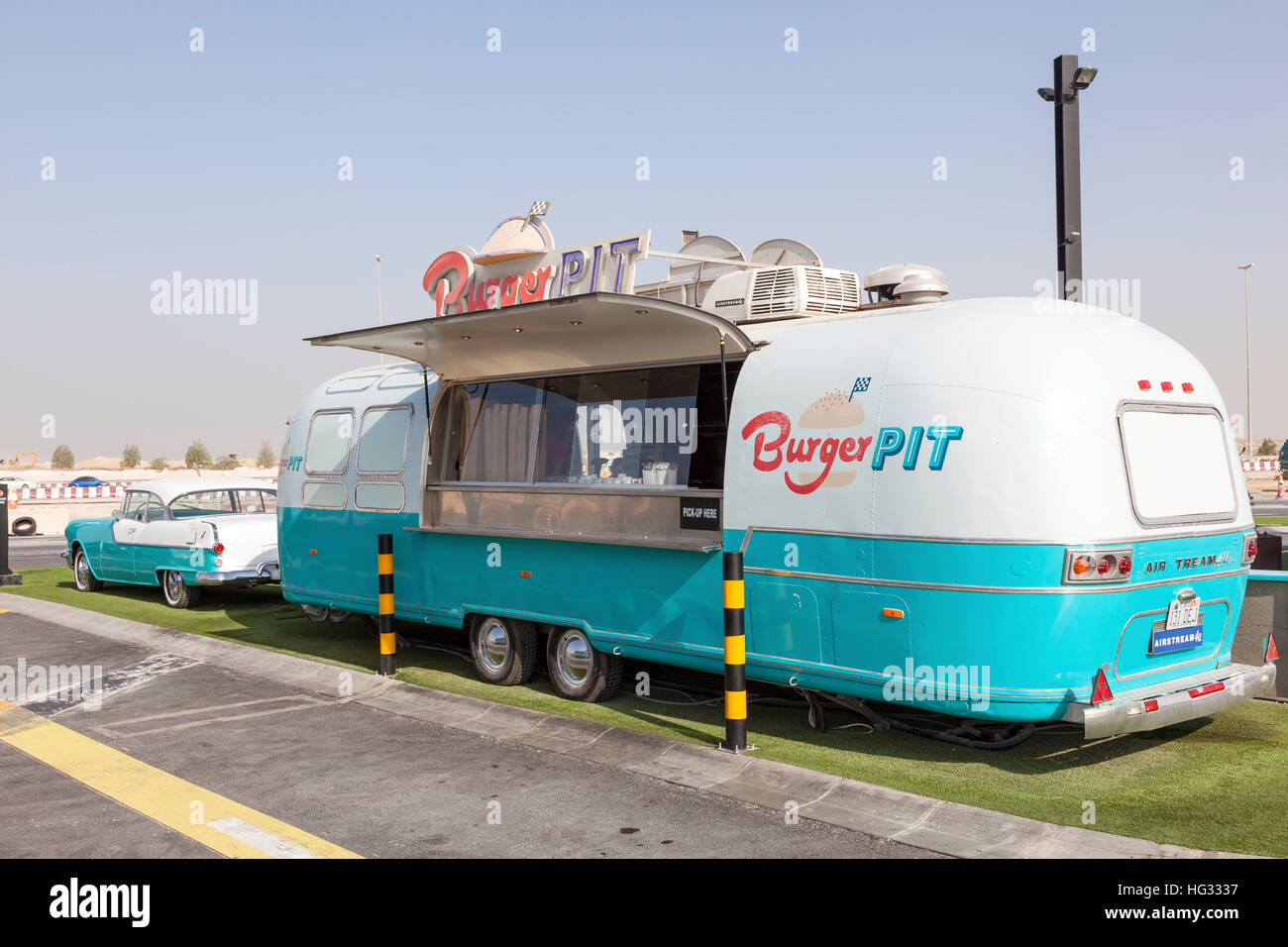 Last Exit food trucks park in Dubai Stock Photo