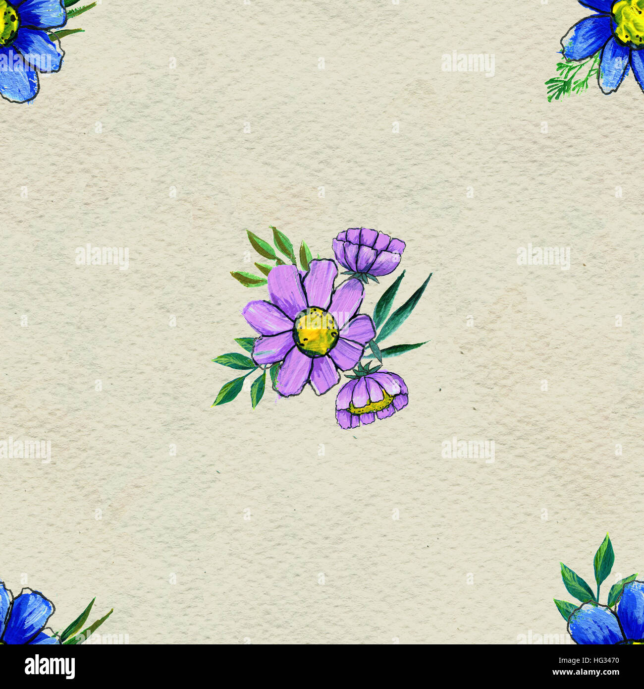 Seamless pattern with colorful flowers Stock Photo - Alamy