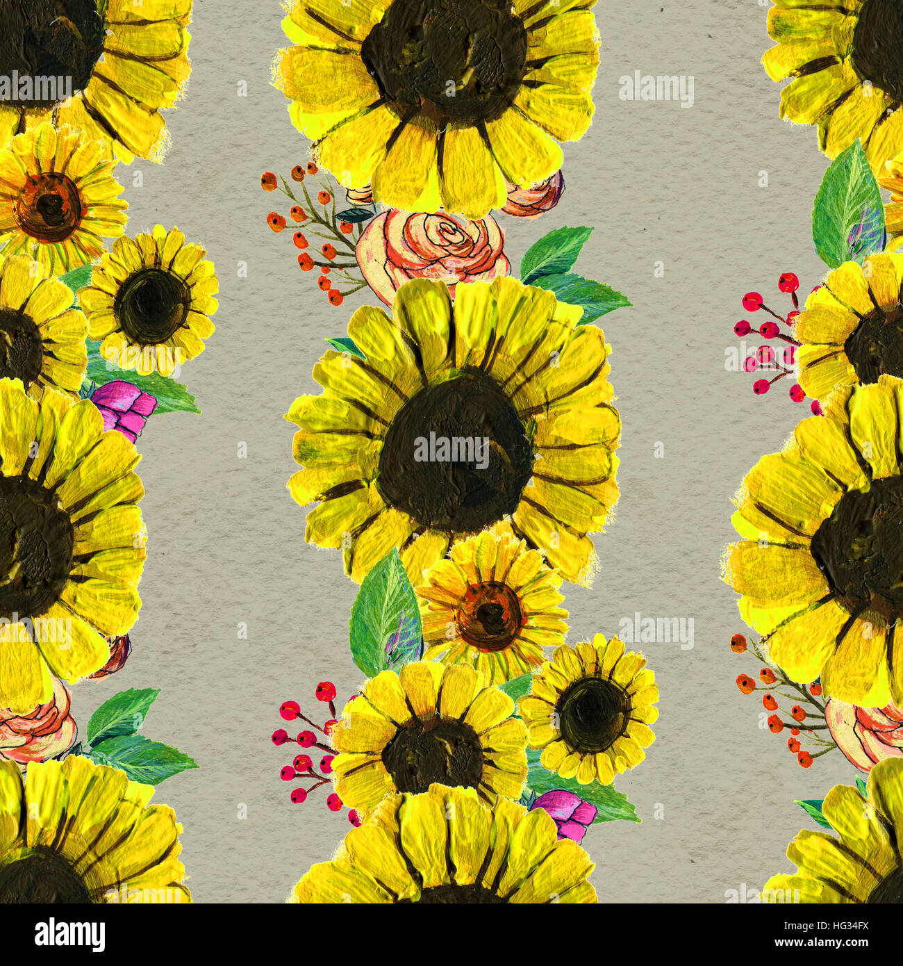Seamless pattern with sunflowers Stock Photo - Alamy
