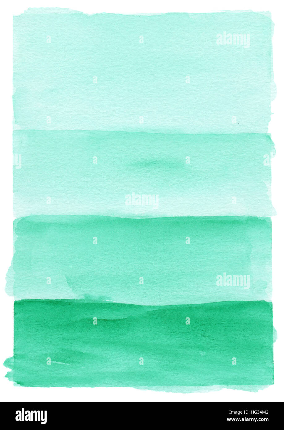 Emerald green watercolor background hand painted on white background
