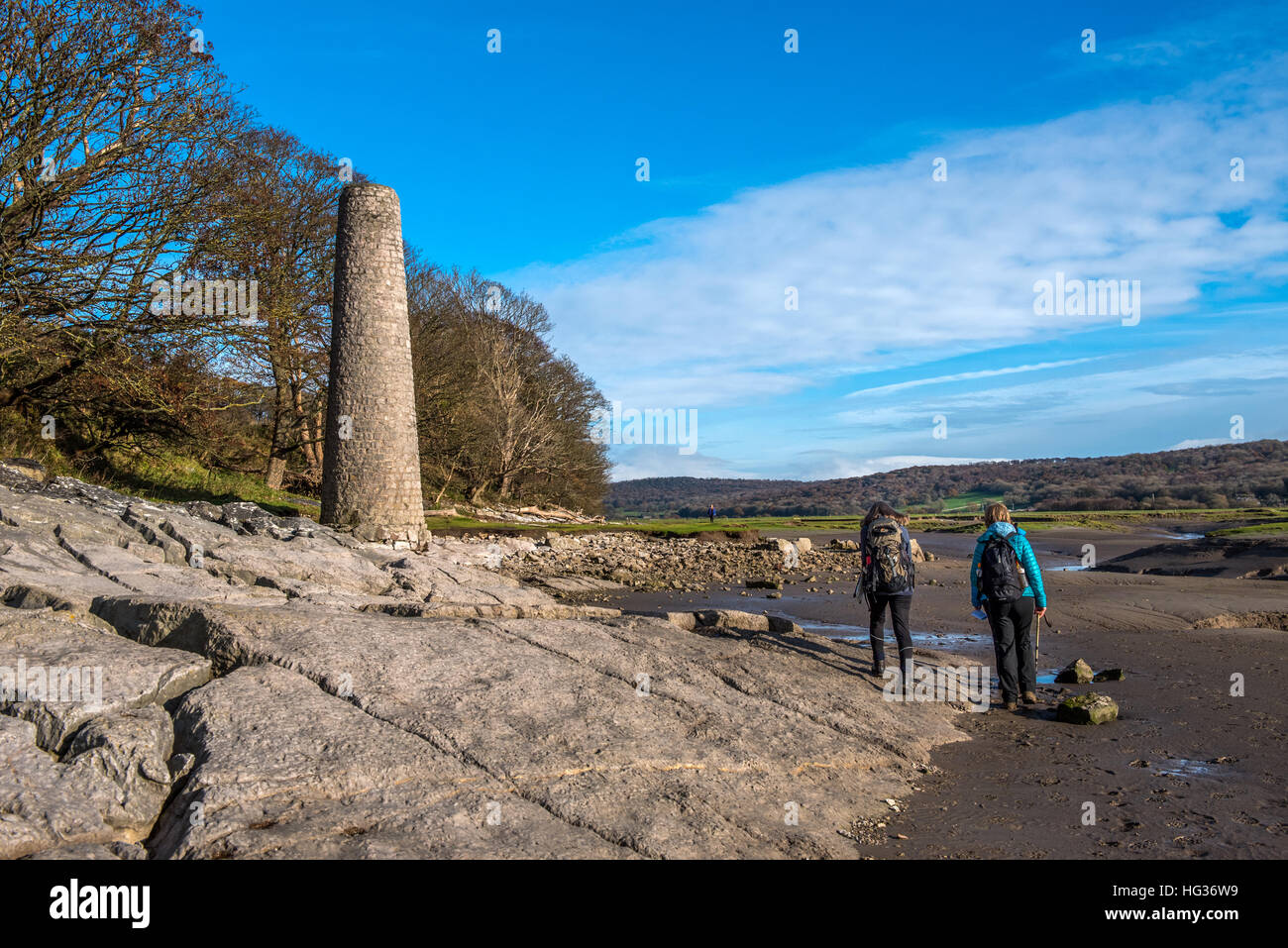 Copper Smelting Chimney at Jenny Brown's Point near Silverdale in Lancashire Stock Photo