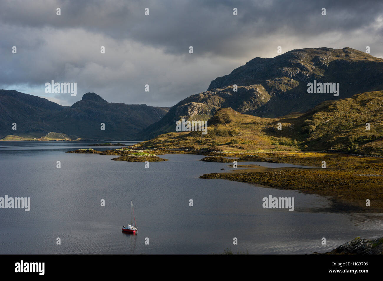 Loch Glencoul seen from Unapool House in Assynt Scotland Stock Photo