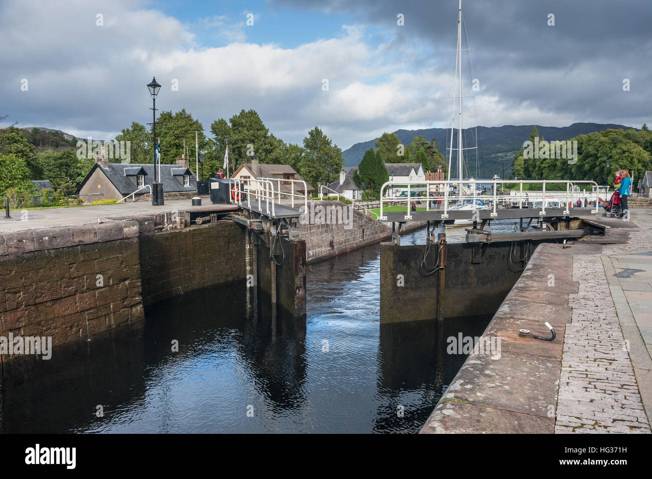 Lock gates on The Caledonian Canal at Fort Augustus Stock Photo Alamy