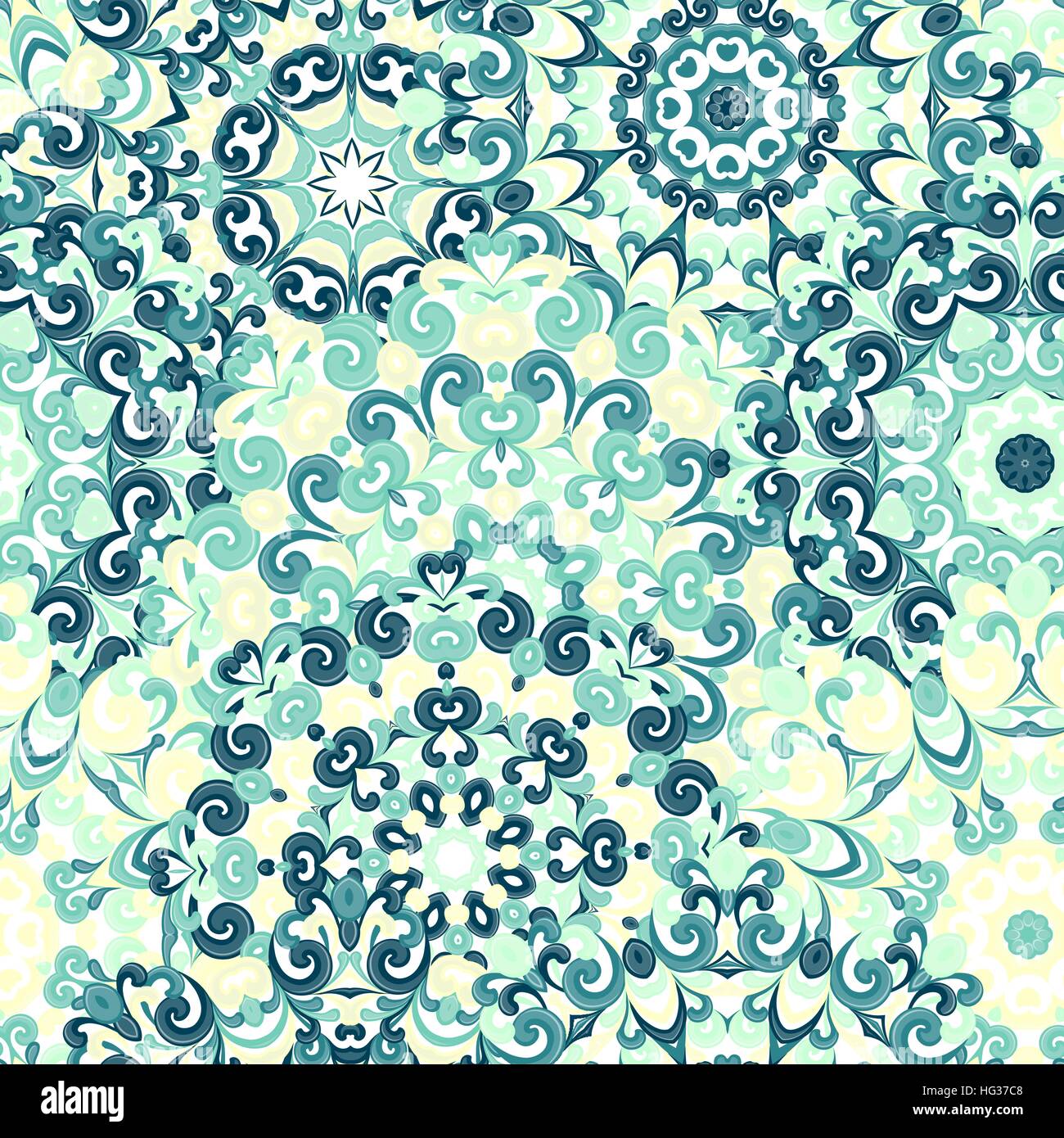 Seamless colorful ethnic pattern with mandalas in oriental style. Round ...