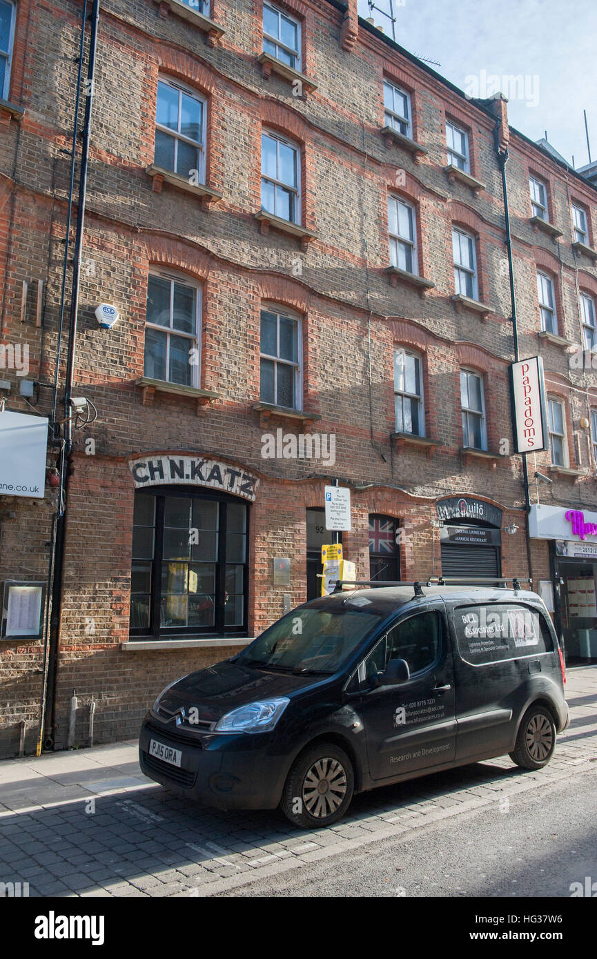 The former premises of C. H. Katz, twine merchant, in Brick Lane,east end Stock Photo