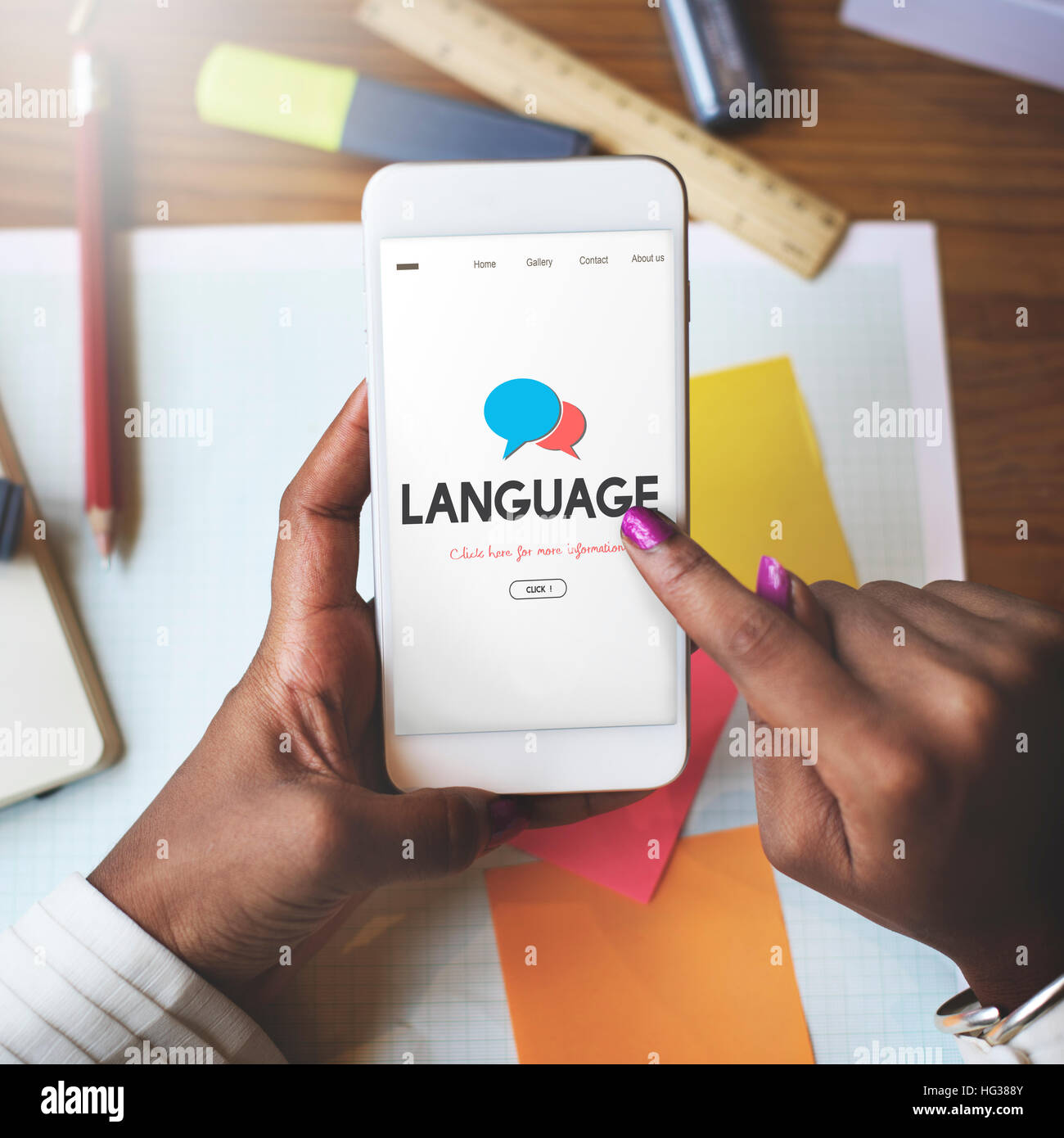 Online Language Learning Interface Concept Stock Photo - Alamy