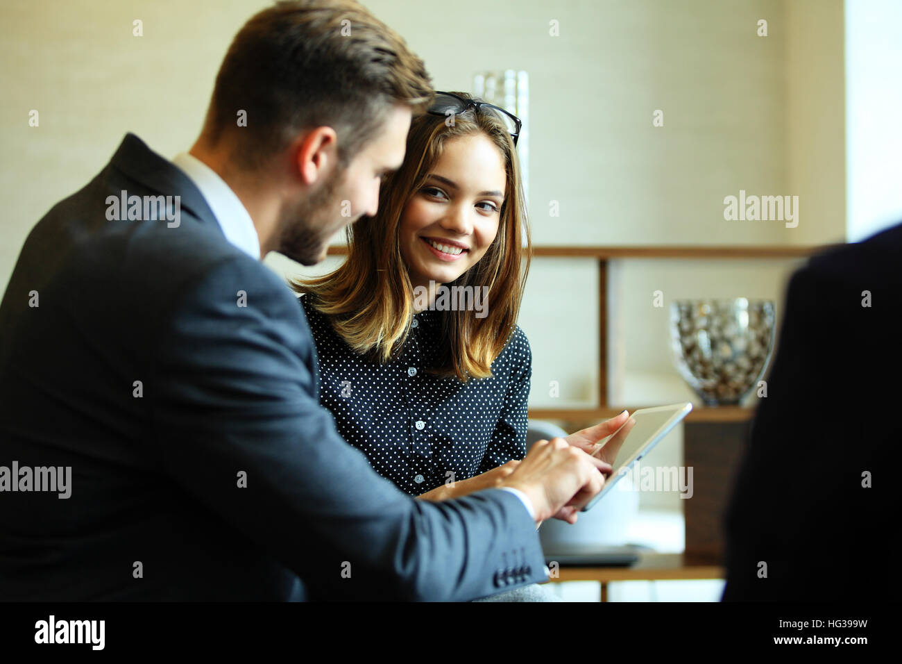 Young professionals work in modern office.Business crew working with startup. Stock Photo