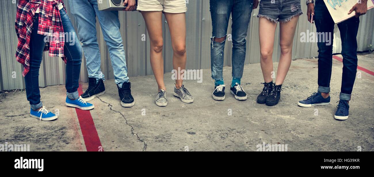 Cropped Guys Hanging Out Concept Stock Photo Alamy