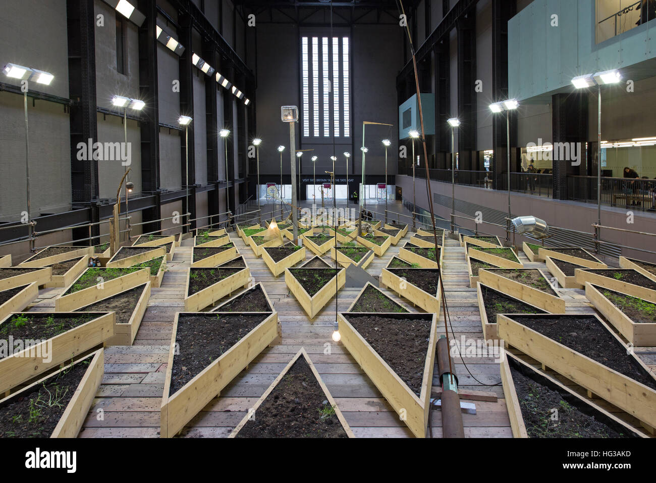 Abraham Cruzvillegas artwork, called 'Empty Lot', In the Turbine Hall of the Tate Modern. London. Stock Photo