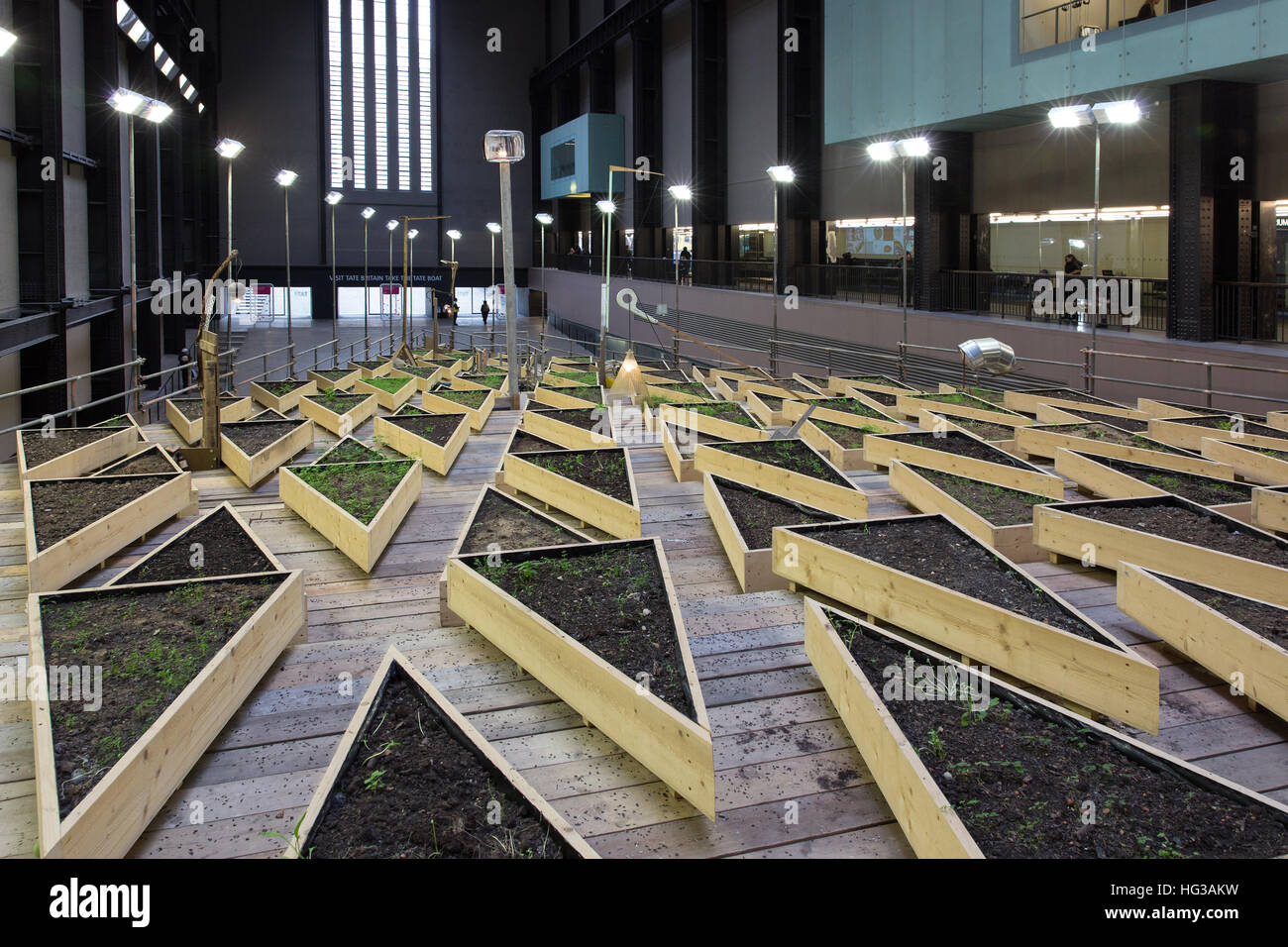 Abraham Cruzvillegas artwork, called 'Empty Lot', In the Turbine Hall of the Tate Modern. London. Stock Photo