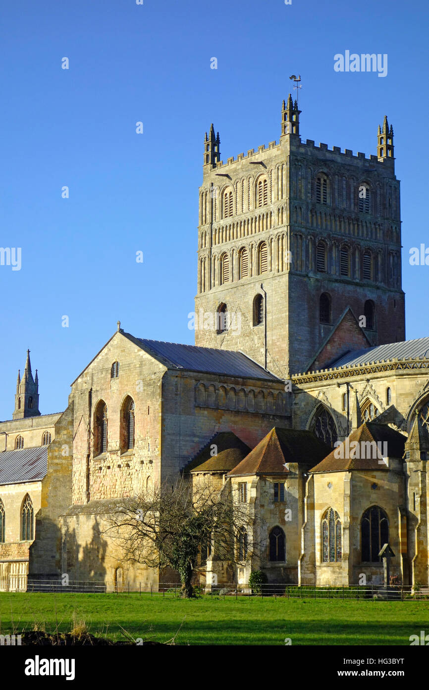 Tewkesbury Abbey, Tewkesbury, Gloucestershire, England, UK Stock Photo ...