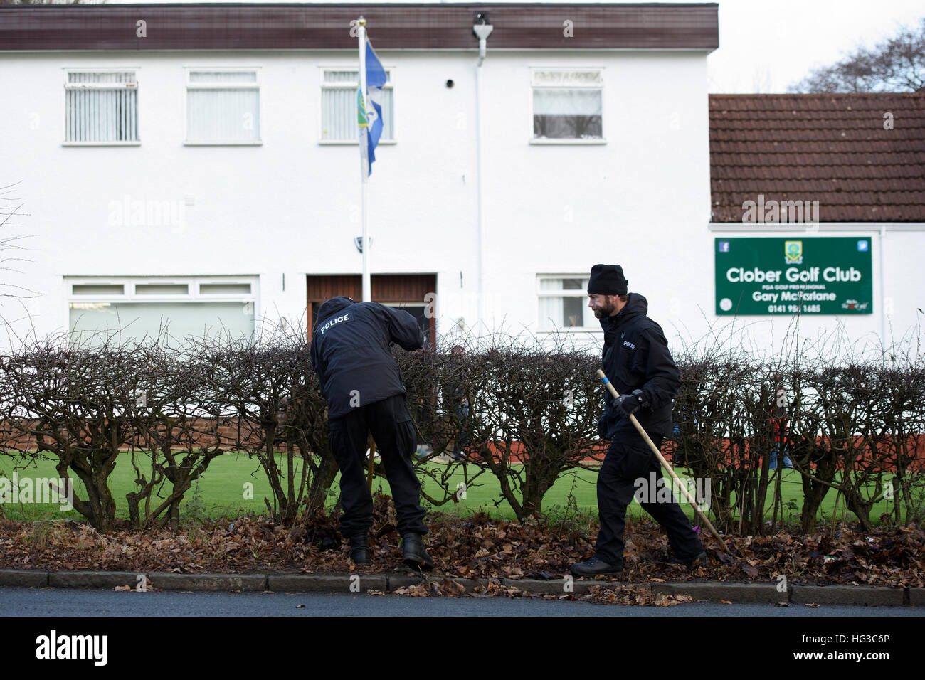Police conduct a search on Craigton Road, Milngavie, close to the scene