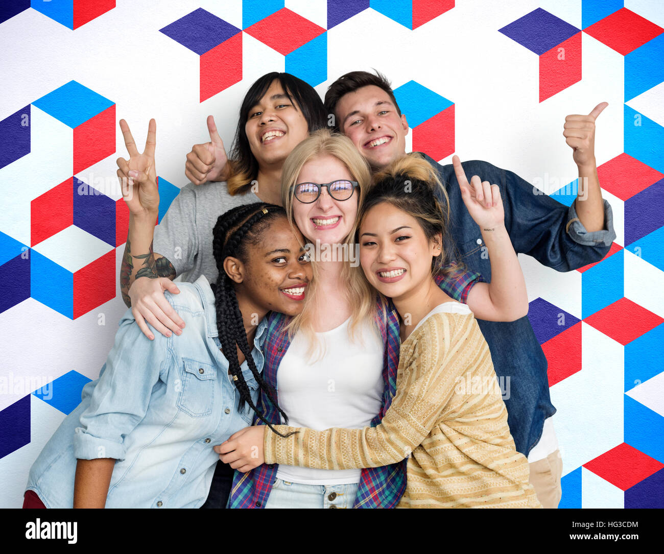 Diversity Students Friends Happiness Pose Concept Stock Photo - Alamy