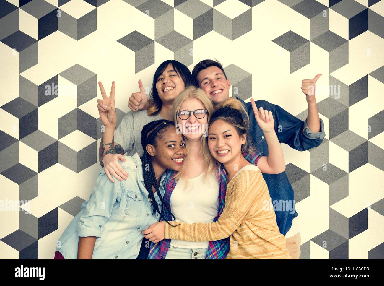 Diversity Students Friends Happiness Pose Concept Stock Photo - Alamy