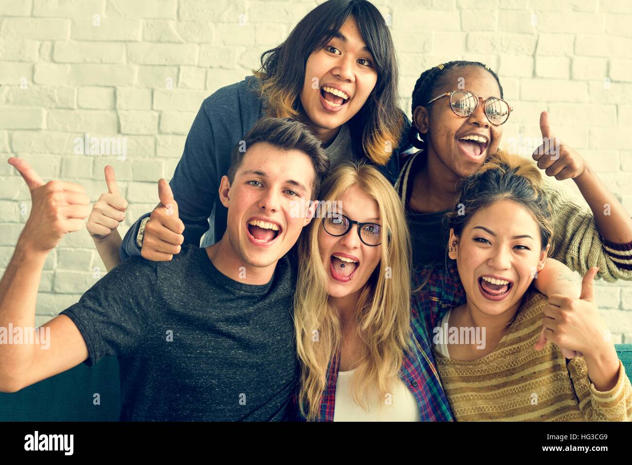 Diversity Students Friends Happiness Pose Concept Stock Photo - Alamy