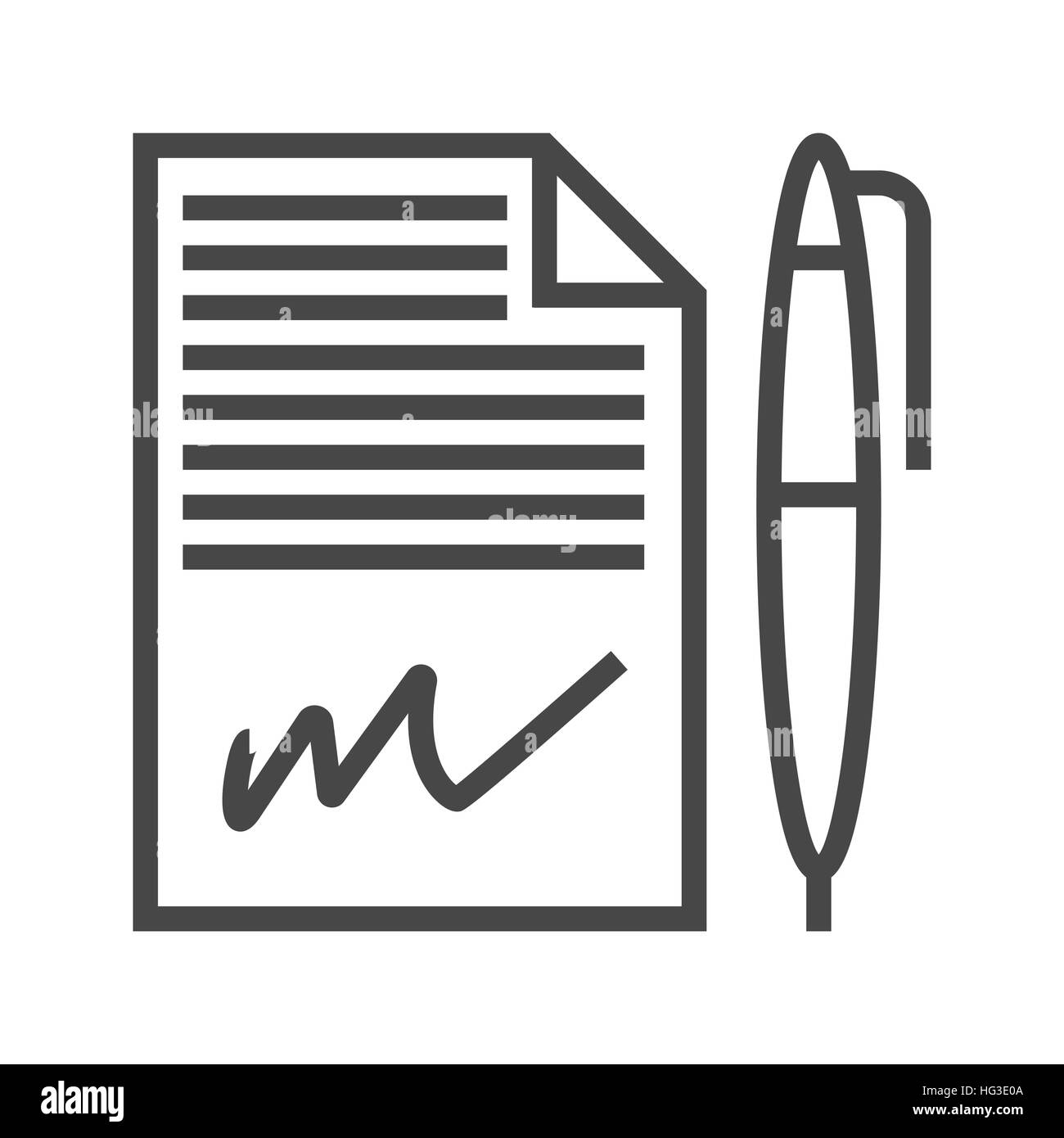 Contract Thin Line Vector Icon Isolated on the White Background Stock ...