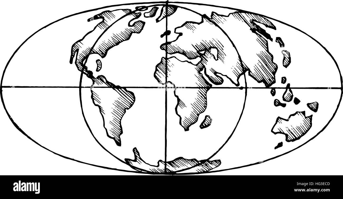 Vector Sketch Map Of The World Flat Globe The Stylized