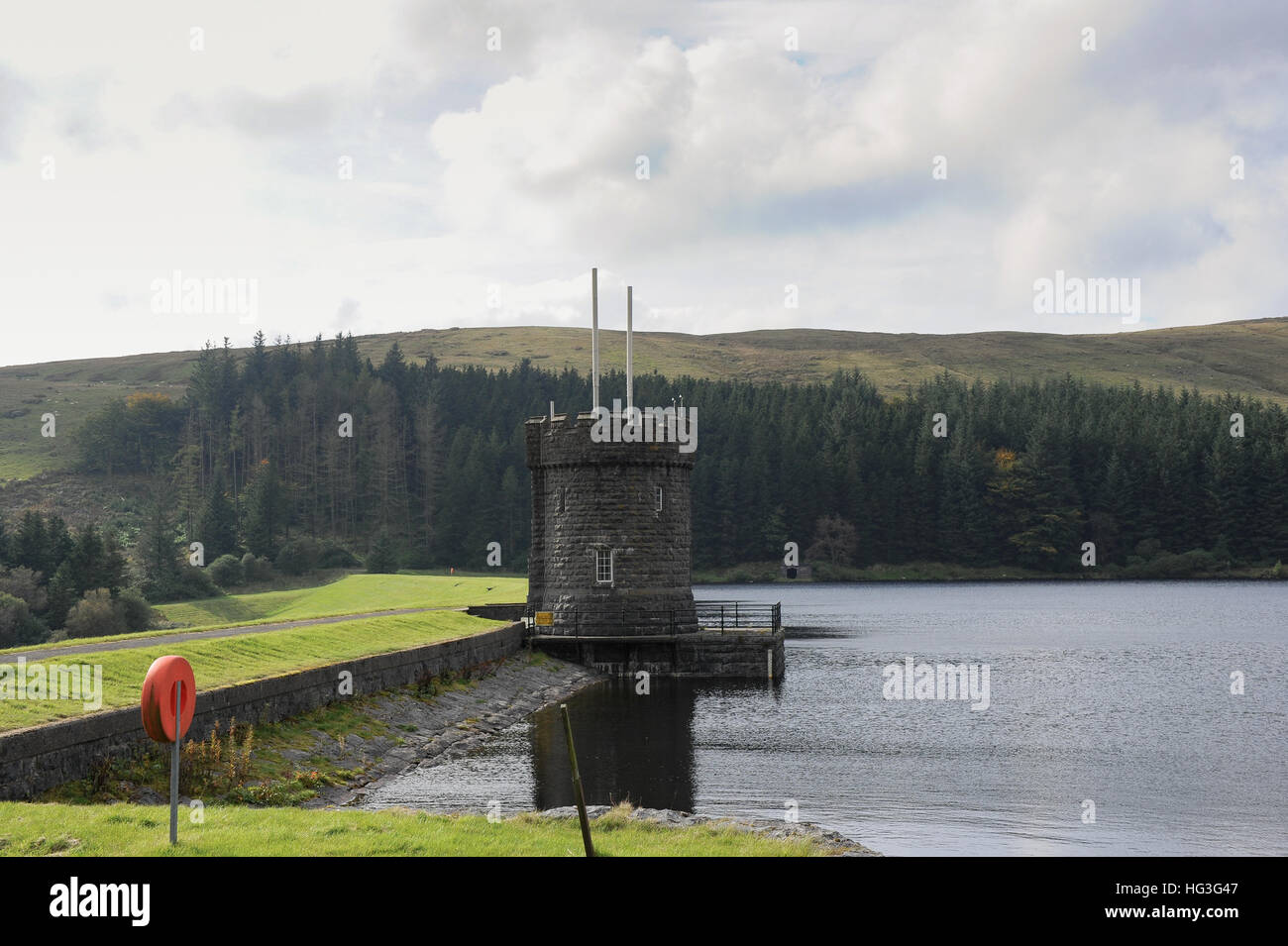 Valve tower at Llwyn-onn Reservoir Wales Stock Photo