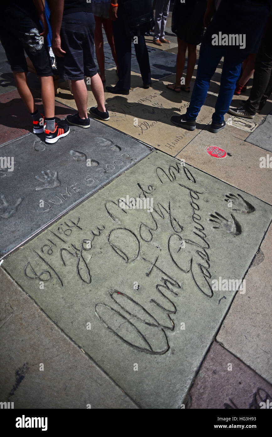 Clint Eastwood´s handprints at Grauman's Chinese Theatre, Hollywood Stock Photo