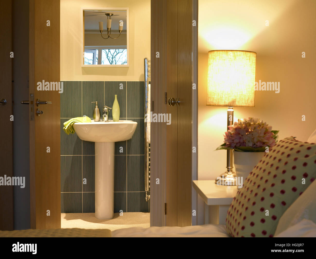 Bedroom with ensuite Stock Photo