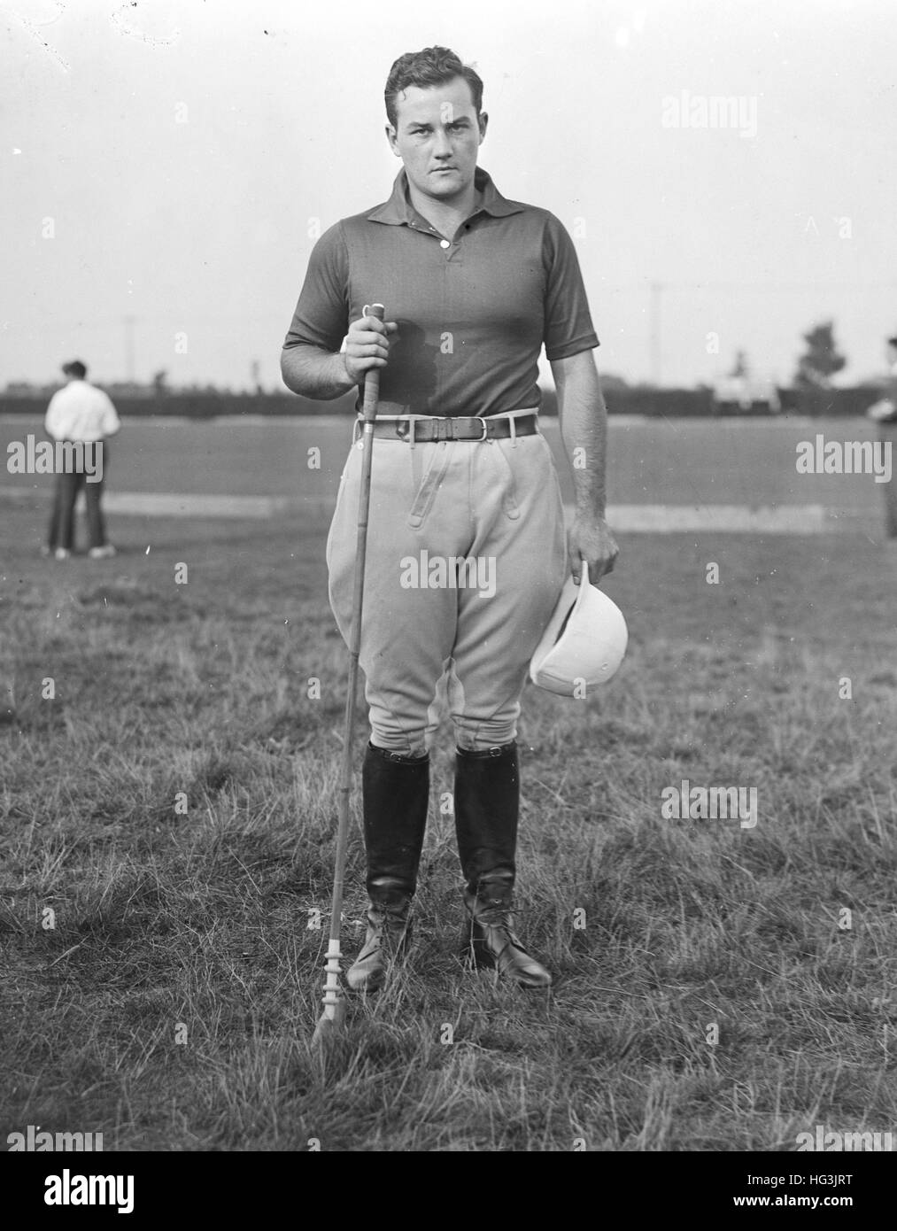 Polo Player John R Fell, Westbury Polo, ca 1932 (credit: Bert Morgan Archive) Stock Photo