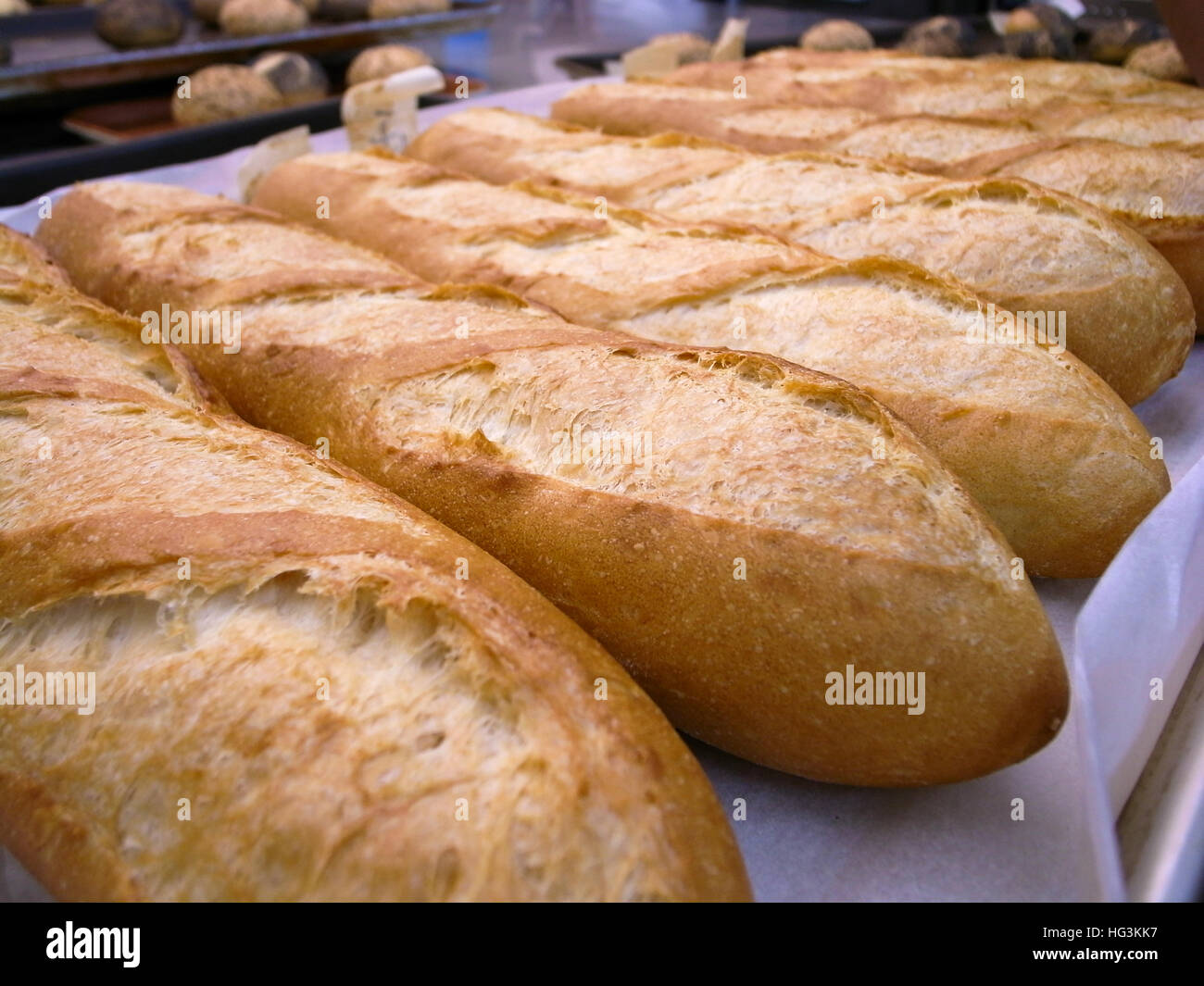 Fresh baguettes, traditional French bread Stock Photo Alamy
