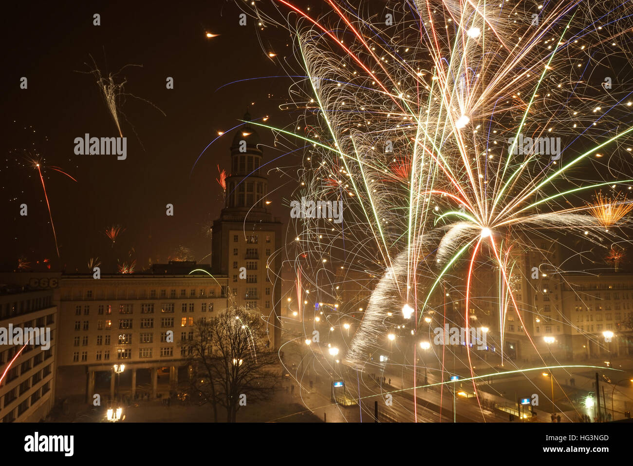 Fireworks in Berlin Stock Photo