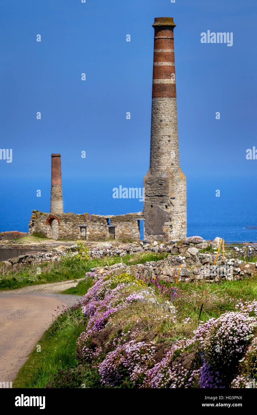old tin mine on north cornwall coast Stock Photo Alamy