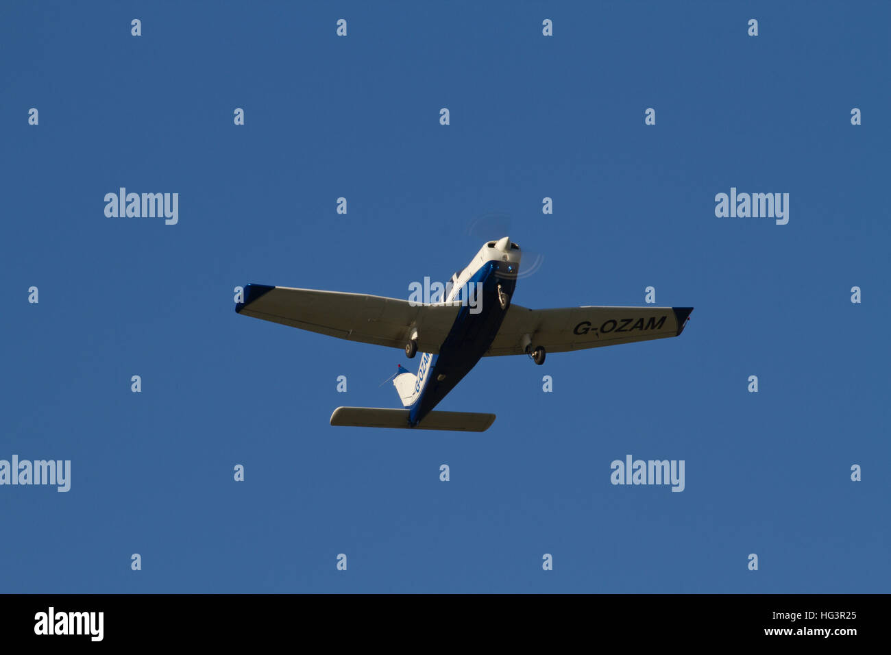 Light aircraft in flight at Halfpenny Green Airfield. UK Stock Photo