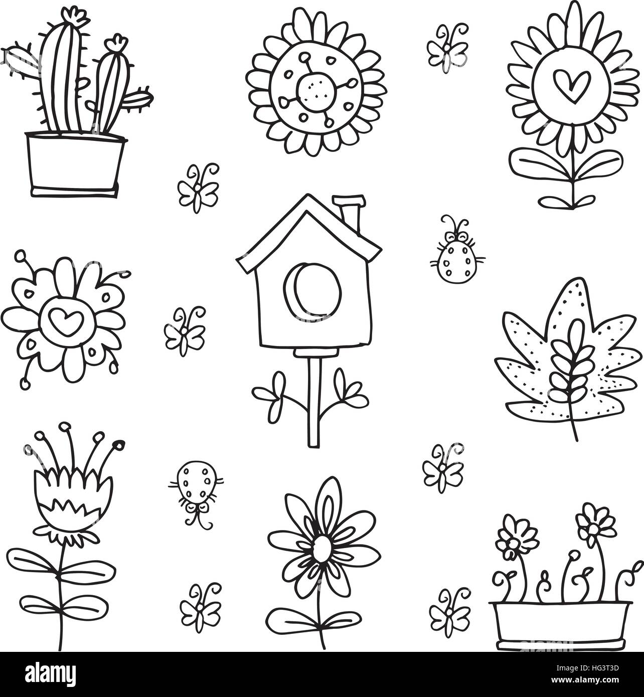 Illustration of spring set item doodles Stock Vector Image & Art - Alamy